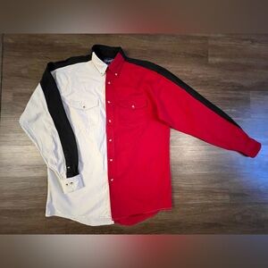 Vintage Wrangler Western Shirt Men's Long Sleeve‎ Size LT Color Block Cowboy E3